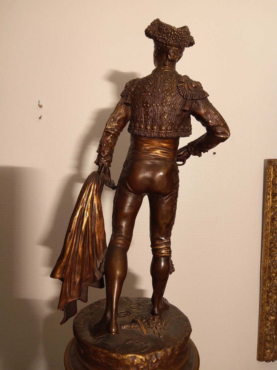 Bronze By Pj Mene Toreador 1877 Lightly Golden Patina-photo-2